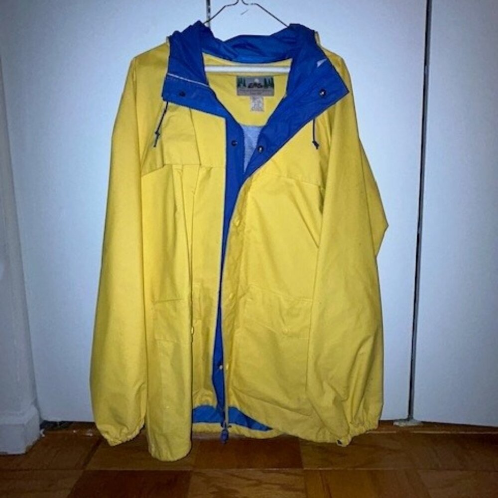 REI Yellow Rain Slicker:Vintage PVC Shell: Size Medium